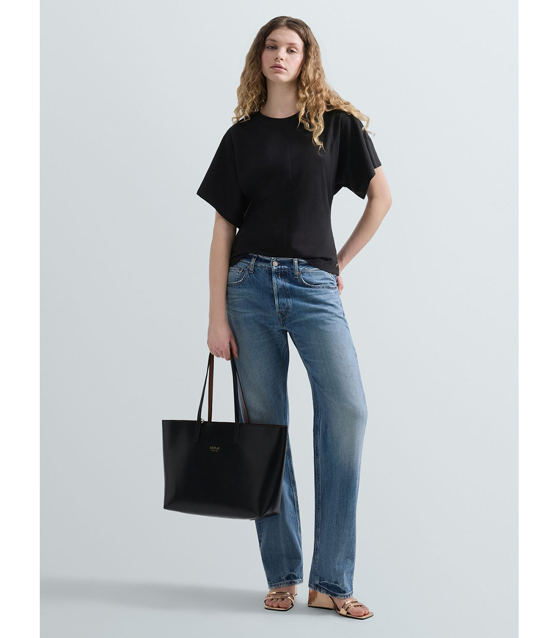 コットンジャージースリムフィットTシャツ 詳細画像 ブラック 2